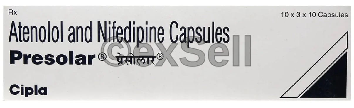 Presolar 50mg/20mg Capsule Combination Tablet – Atenolol (50mg) + Nifedipine (20mg)