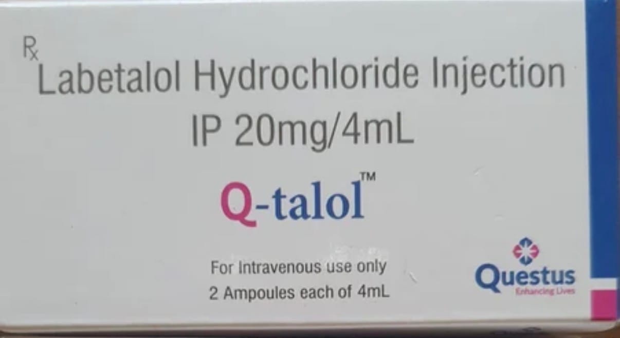 Q Talol 20mg 20mg Ampoule – Labetalol Hydrochloride (20mg)