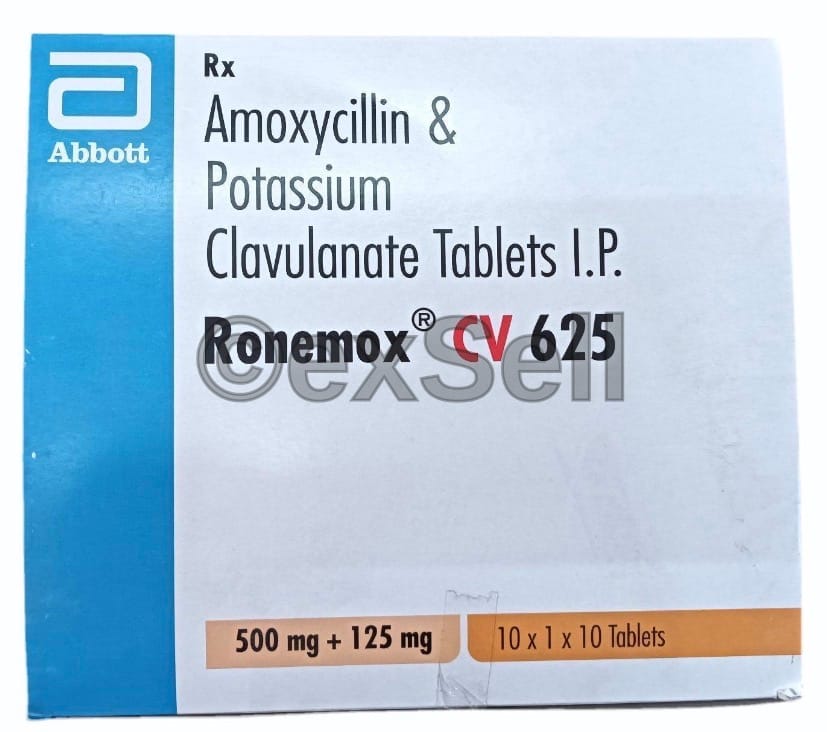 Ronemox Cv 625mg Tablet 500 mg + 125 mg Tablet – Amoxycillin (500 Mg)+Clavulanic Acid(125 Mg)
