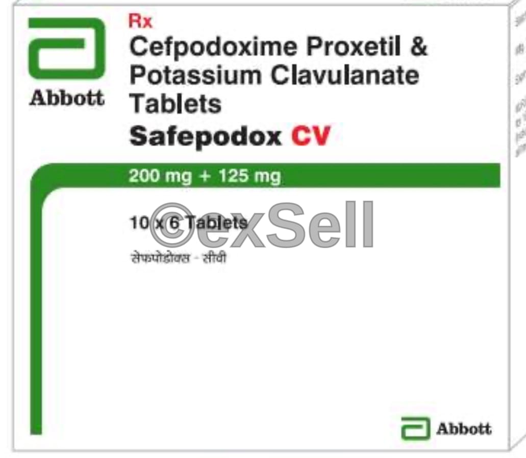 Safepodox CV 200mg/125mg Tablet 200mg/125mg Tablet – Cefpodoxime Proxetil (200mg) + Clavulanic Acid (125mg)