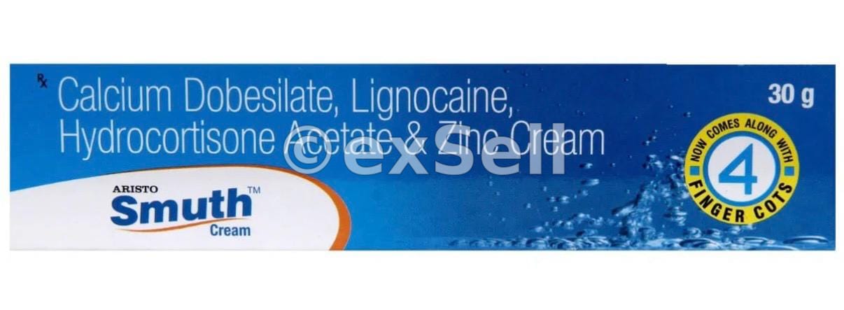Smuth Cream 30 gm Cream – Lidocaine (3%) + Calcium Dobesilate (0.25%) + Hydrocortisone (0.25%) + Zinc (5%)