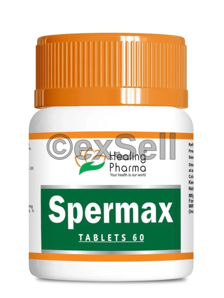 Spermax Tablet 60 Combination Tablet – L-Carnitine ,Co-enzyme Q10, L-Arginine ,Lycopene ,Alpha-tocopherol (Vitamin E), Zinc ,Folic Acid (Vitamin B9) ,Herbal extracts like Ashwagandha, Gokshura, and Kapilkacchu