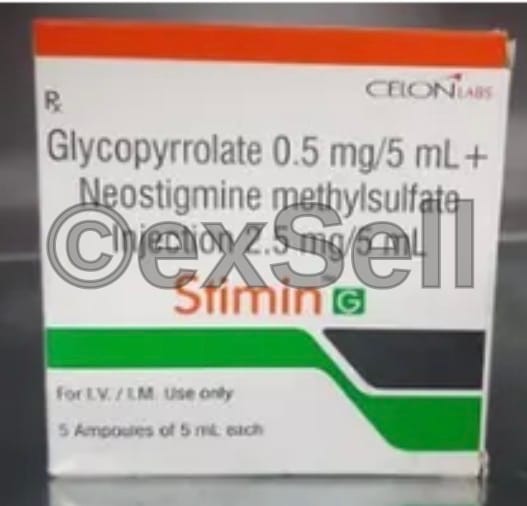 Stimin G 0.5 mg/2.5 mg Injection 0.5mg + 2.5Mg Injection – Glycopyrrolate (0.5mg) + Neostigmine (2.5mg)