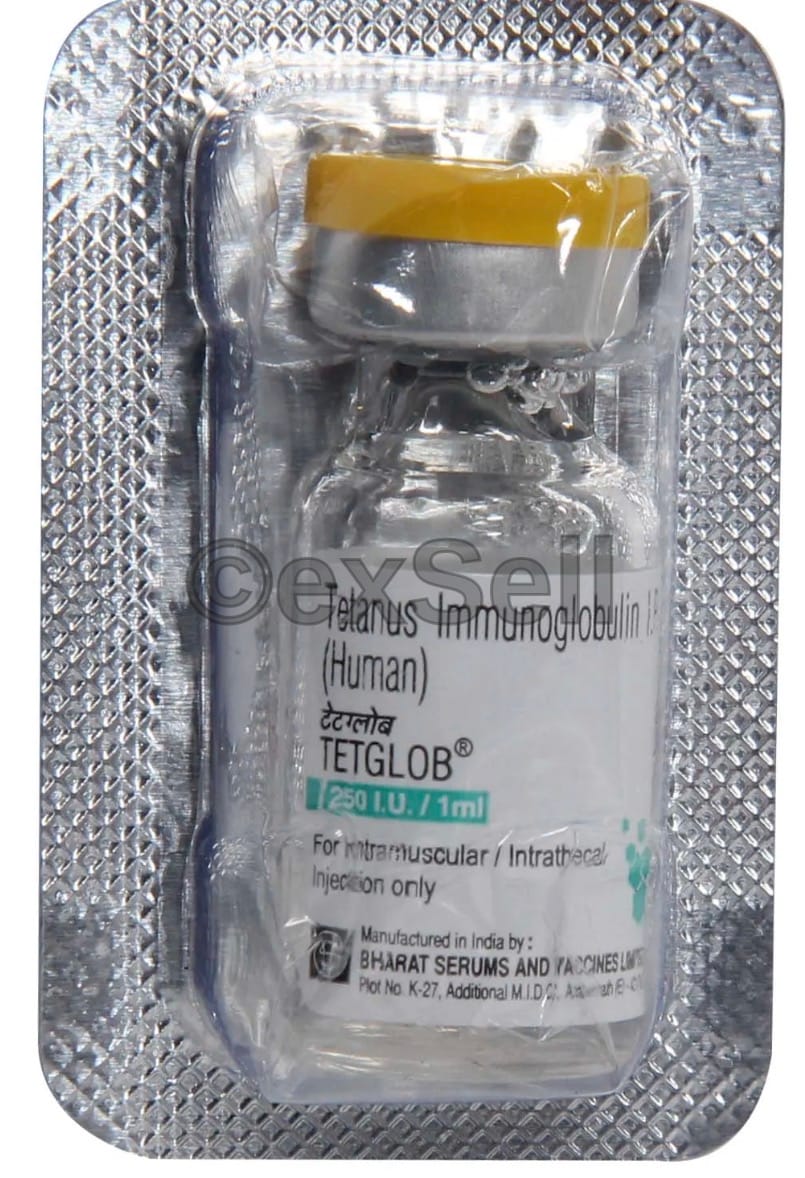 Tetglob 250IU/ml Injection 250IU Vial – Tetanus Immunoglobulin (250IU/ml)