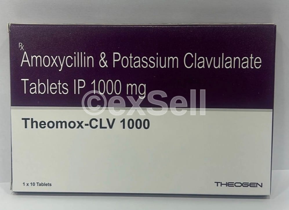Theomox-CLV 1000mg Tablet 875mg + 125mg Tablet – Amoxycillin (875mg) & Potassium Clavulanate (125mg)