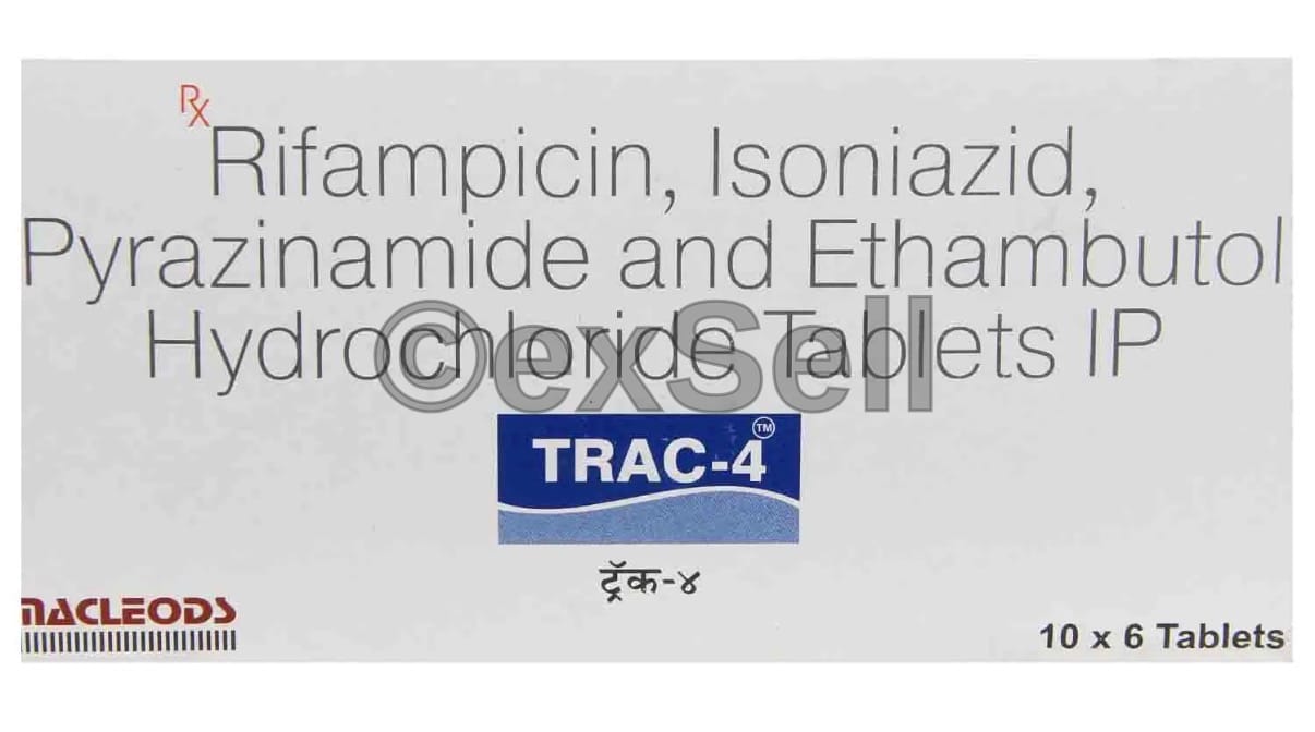 Trac 4 Tablet Combination Tablet – Isoniazid (75mg) + Rifampicin (150mg) + Ethambutol (275mg) + Pyrazinamide (400mg)