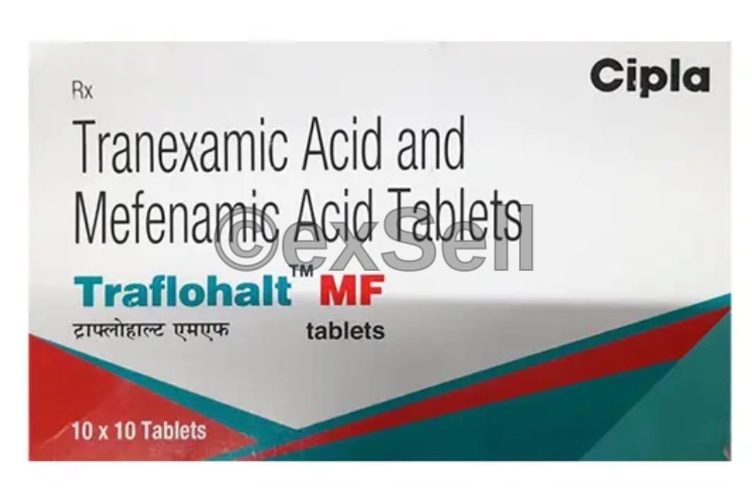 Traflohalt MF 500mg/250mg Tablet 500mg/250mg Tablet – Tranexamic Acid (500mg) + Mefenamic Acid (250mg)