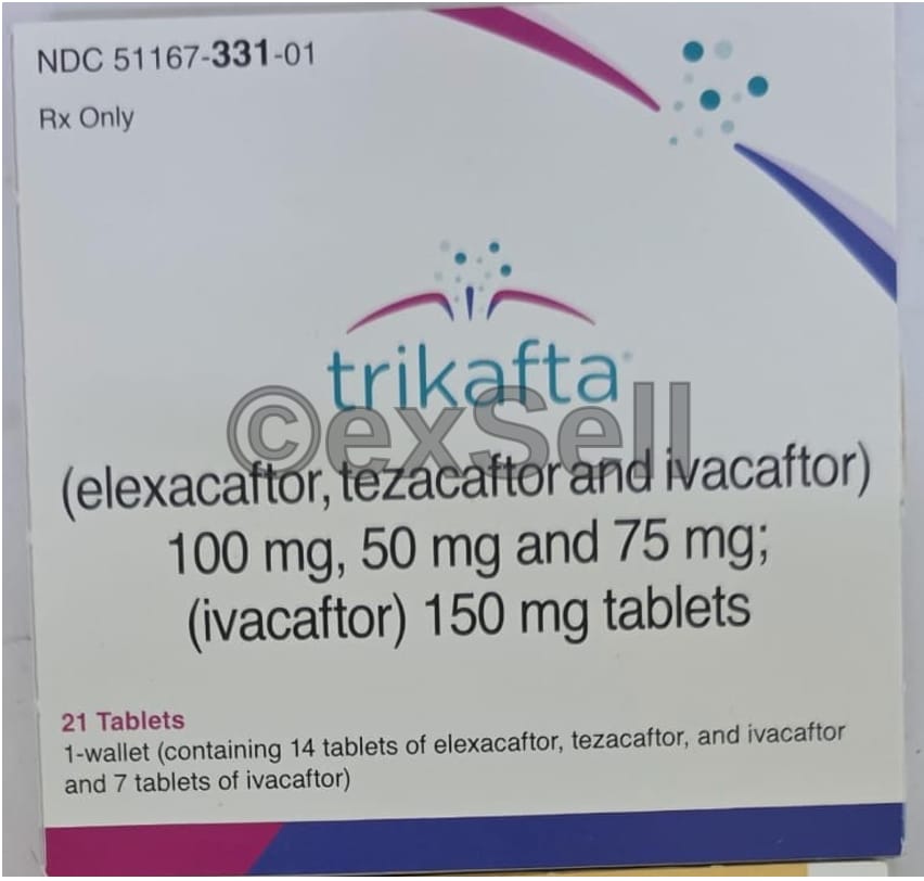 Trikafta Tablet 150 mg per tablet Tablet – Elexacaftor (100mg) ,Tezacaftor (50mg) and Ivacaftor (75mg) ;(Ivacaftor) 150 mg