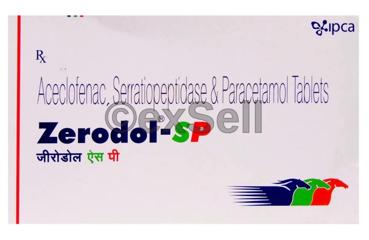 Zerodol-SP Tablet Combination Tablet – Aceclofenac (100mg) + Paracetamol (325mg) + Serratiopeptidase (15mg)