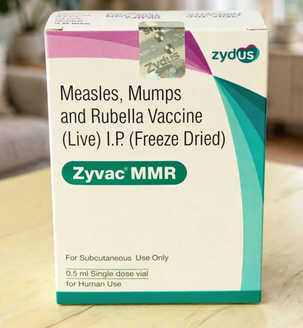 Zyvac MMR Vaccine 0.5ml per dose Vial (Freeze-dried powder) – MEASLES -1000CCID50+MUMPS -5000CCID50+RUBELLA -1000CCID50